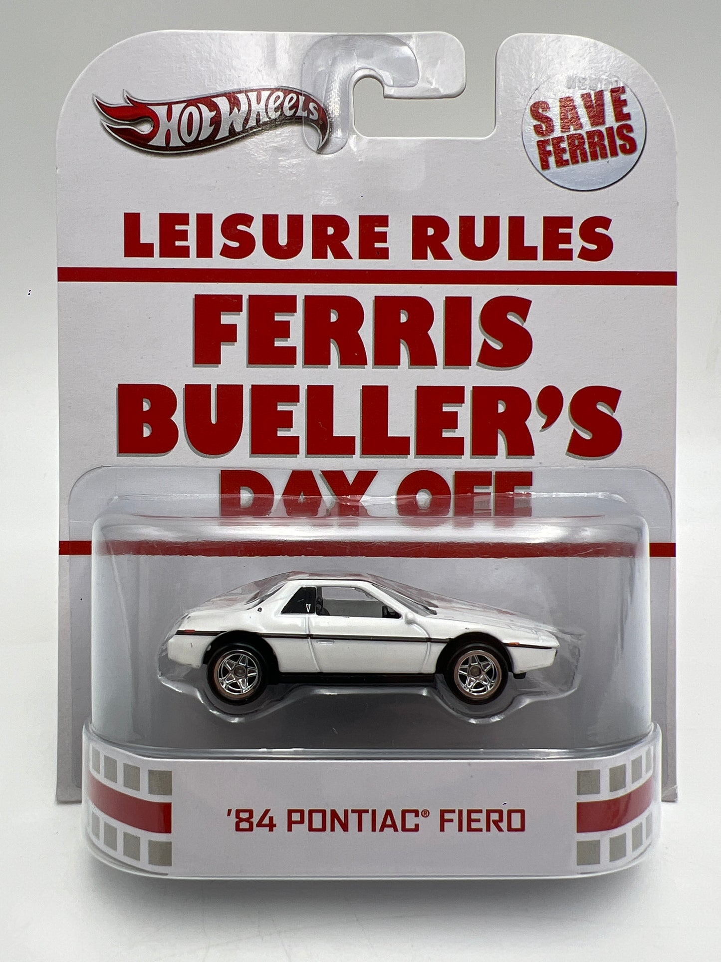 Hot Wheels Retro Entertainment Ferris Buellers Day Off 84 Pontiac Fiero White W/Protector