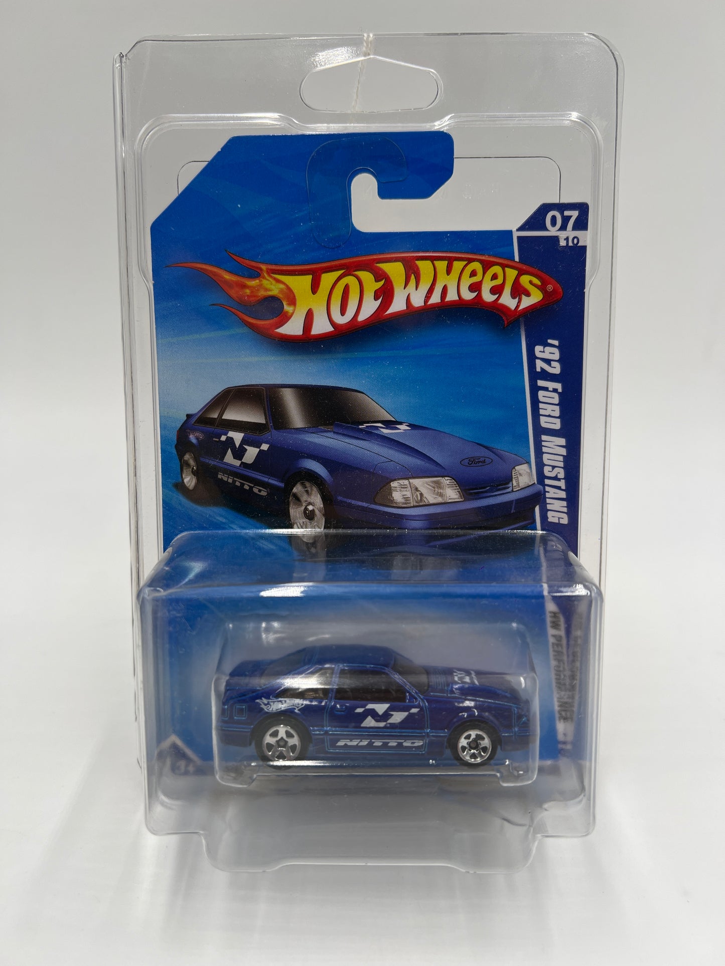 2010 Hot Wheels Performance #105 Kmart Exclusive 92 Ford Mustang Blue W/Protector SR