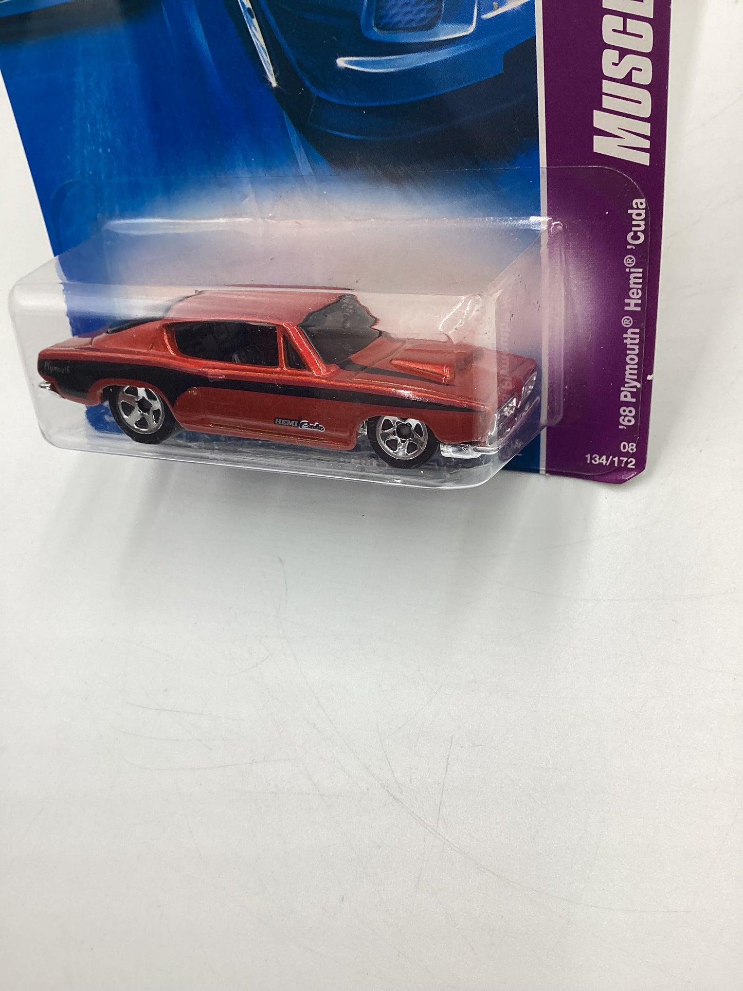 2008 Hot Wheels HW Team: Muscle Mania #134 68 Plymouth Hemi Cuda Orange International Card 55H