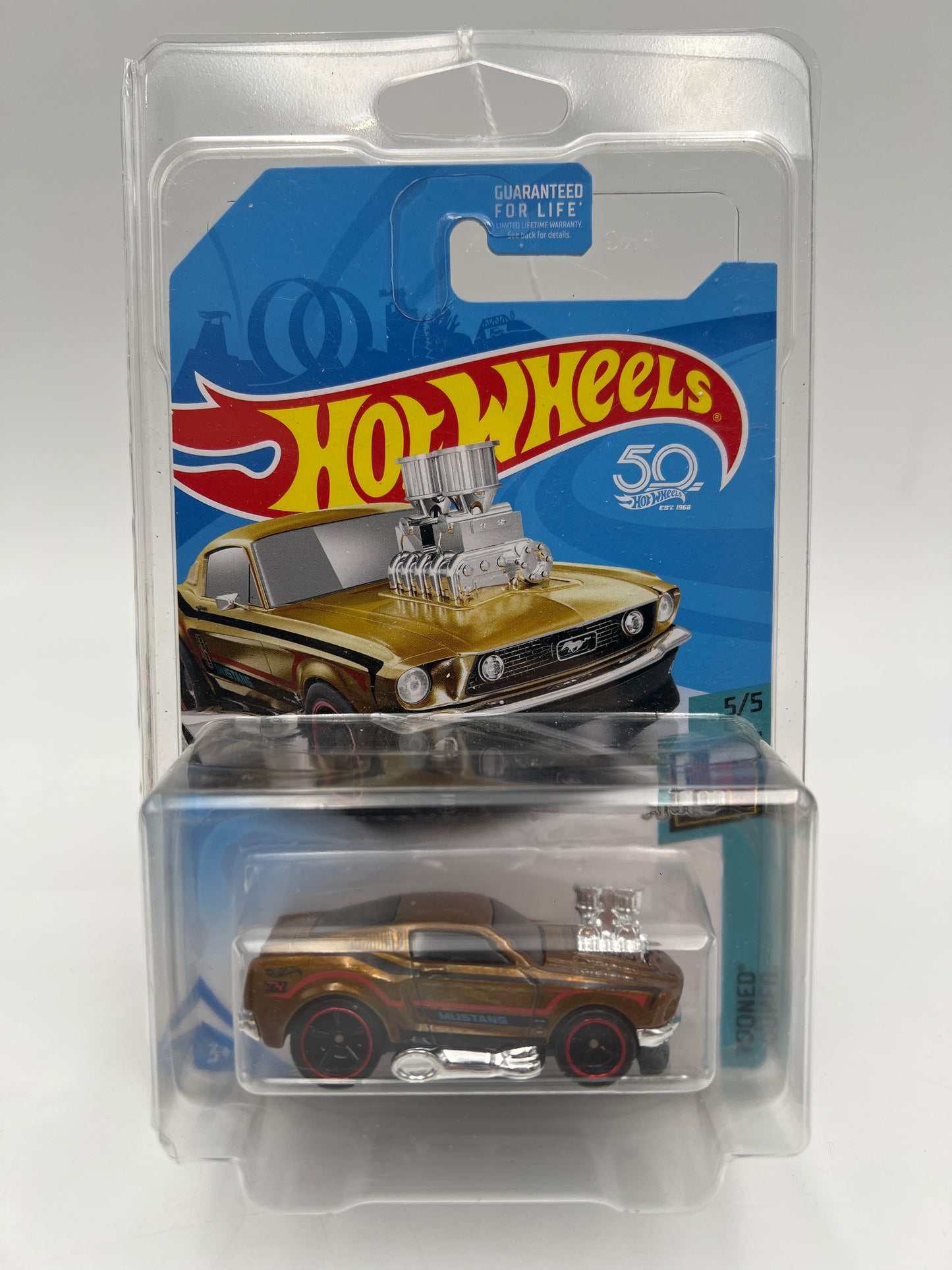 2018 Hot Wheels Super Treasure Hunt Tooned 68 Mustang Gold W/Protector