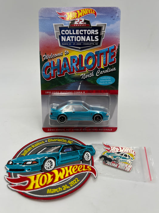 2022 Hot Wheels 22th Collectors Nationals Dinner Sticker 1993 Ford Mustang Cobra R W/Patch & Pin W/Protector