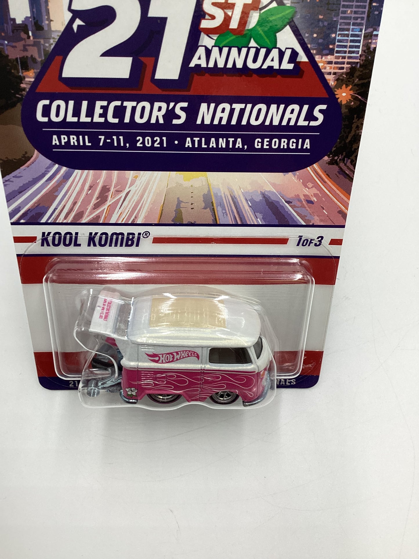 2021 Hot Wheels 21st Annual Collectors Nationals  #3354/5500 Kool Kombi Pink/White W/Protector