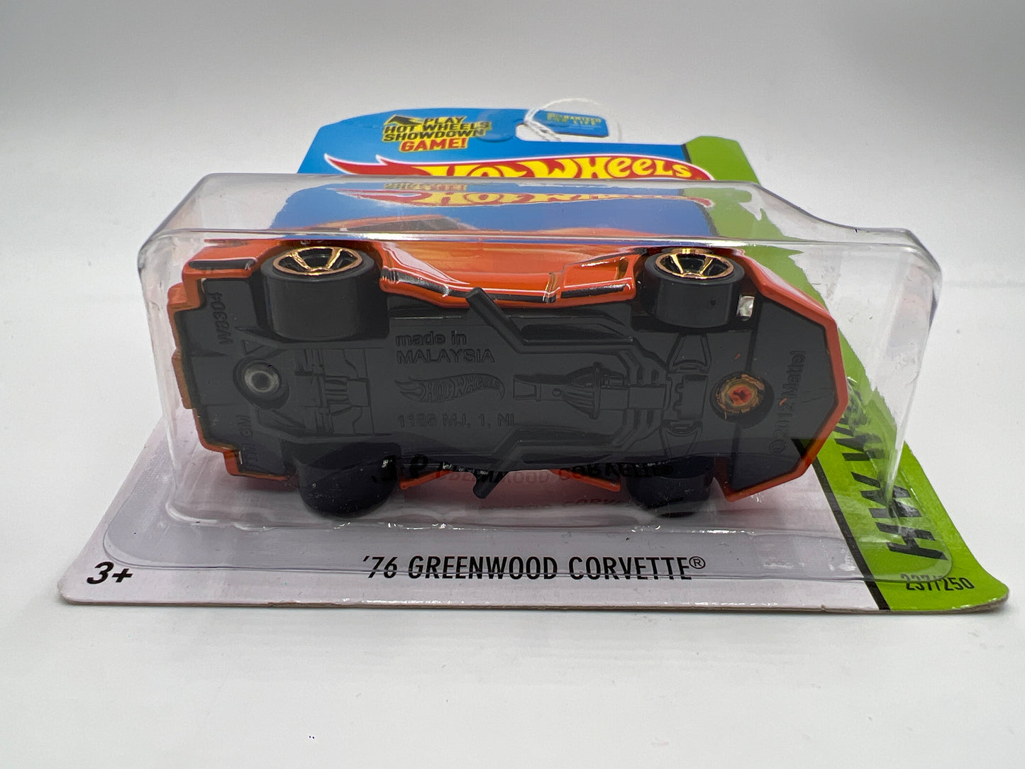 2014 Hot Wheels Workshop #237 76 Greenwood Corvette Orange (Card Not Perfect) 14G