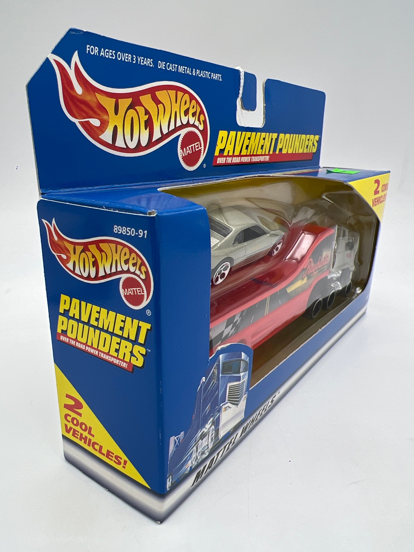 Hot Wheels Pavement Pounders Ferrari 348 Silver W/Raybestos Transporter Truck