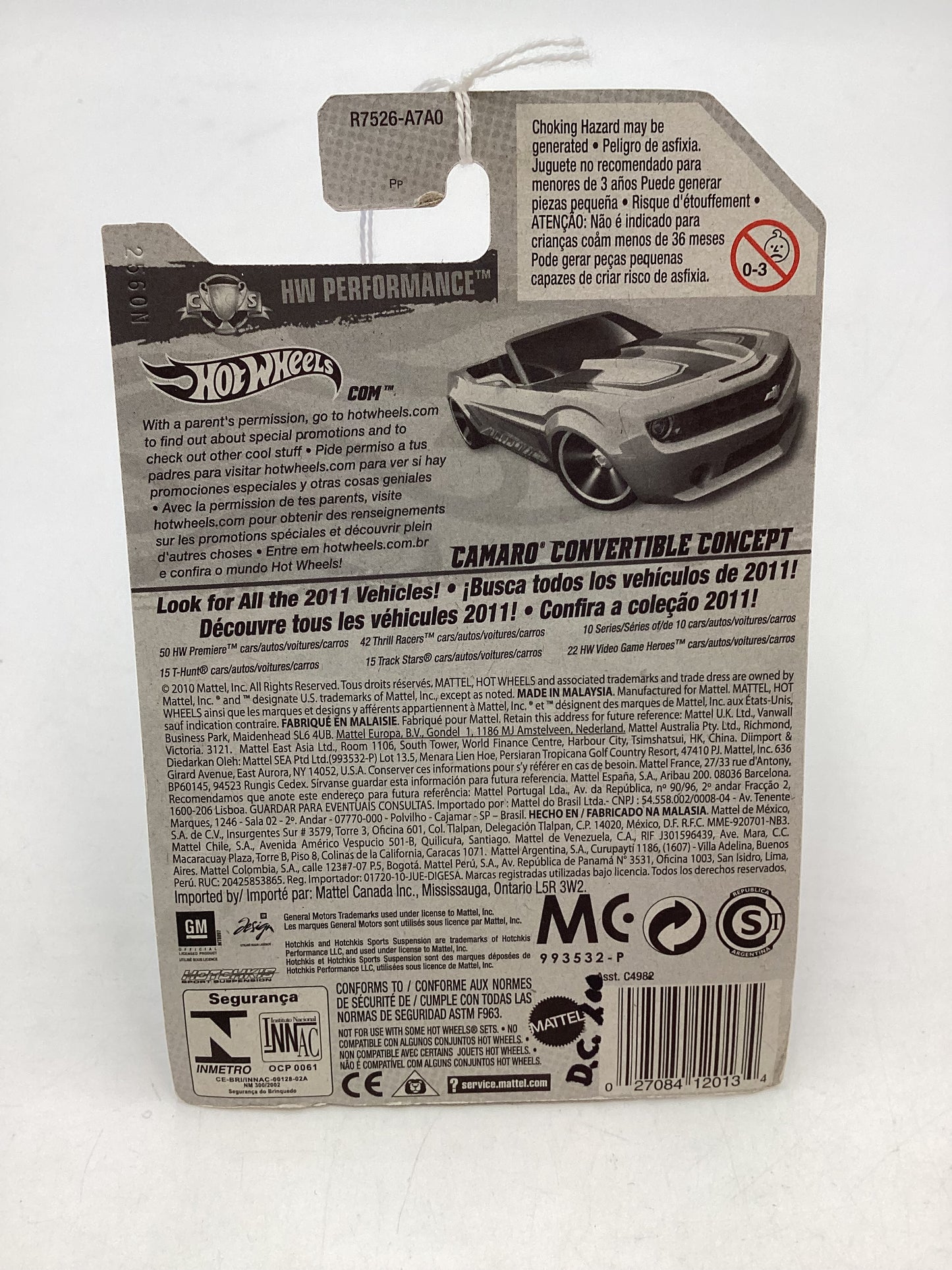 2011 Hot wheels #109 Silver Camaro Convertible Concept 16H