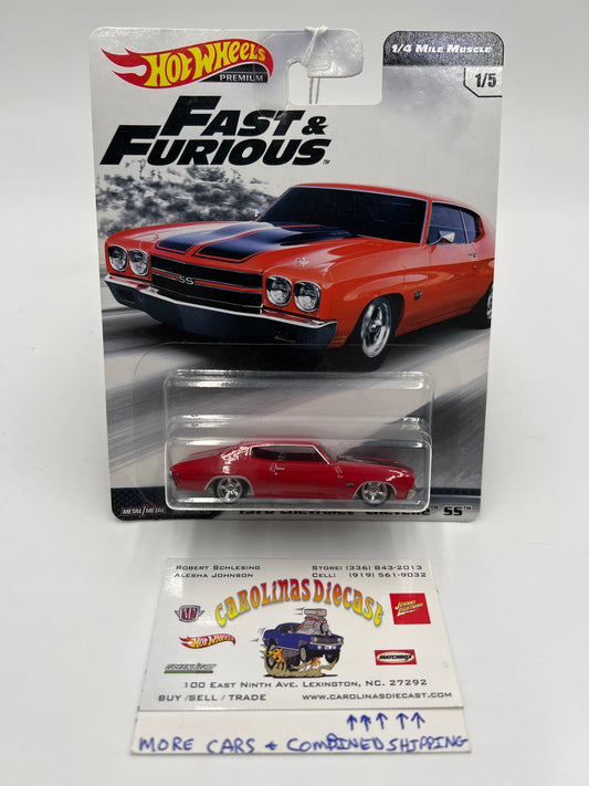 Hot Wheels Premium Fast & Furious #1 1/4 Mile Muscle 1970 Chevrolet Chevelle SS Red Card Not Perfect 251A