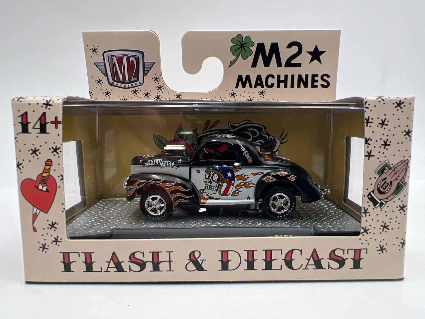 2026 M2 Machines S154 Flash & Diecast 1941 Willys Coupe Gasser Black