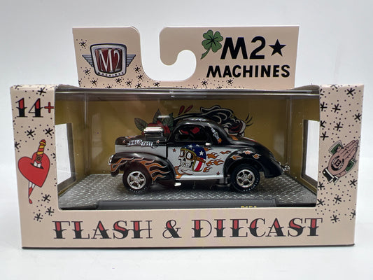 2026 M2 Machines S154 Flash & Diecast 1941 Willys Coupe Gasser Black