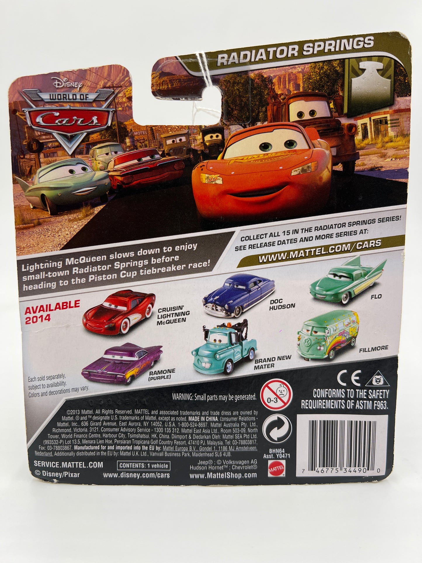 Disney Pixar The World Of Cars Radiator Springs #10 Fillmore Green Card Not Perfect 141D
