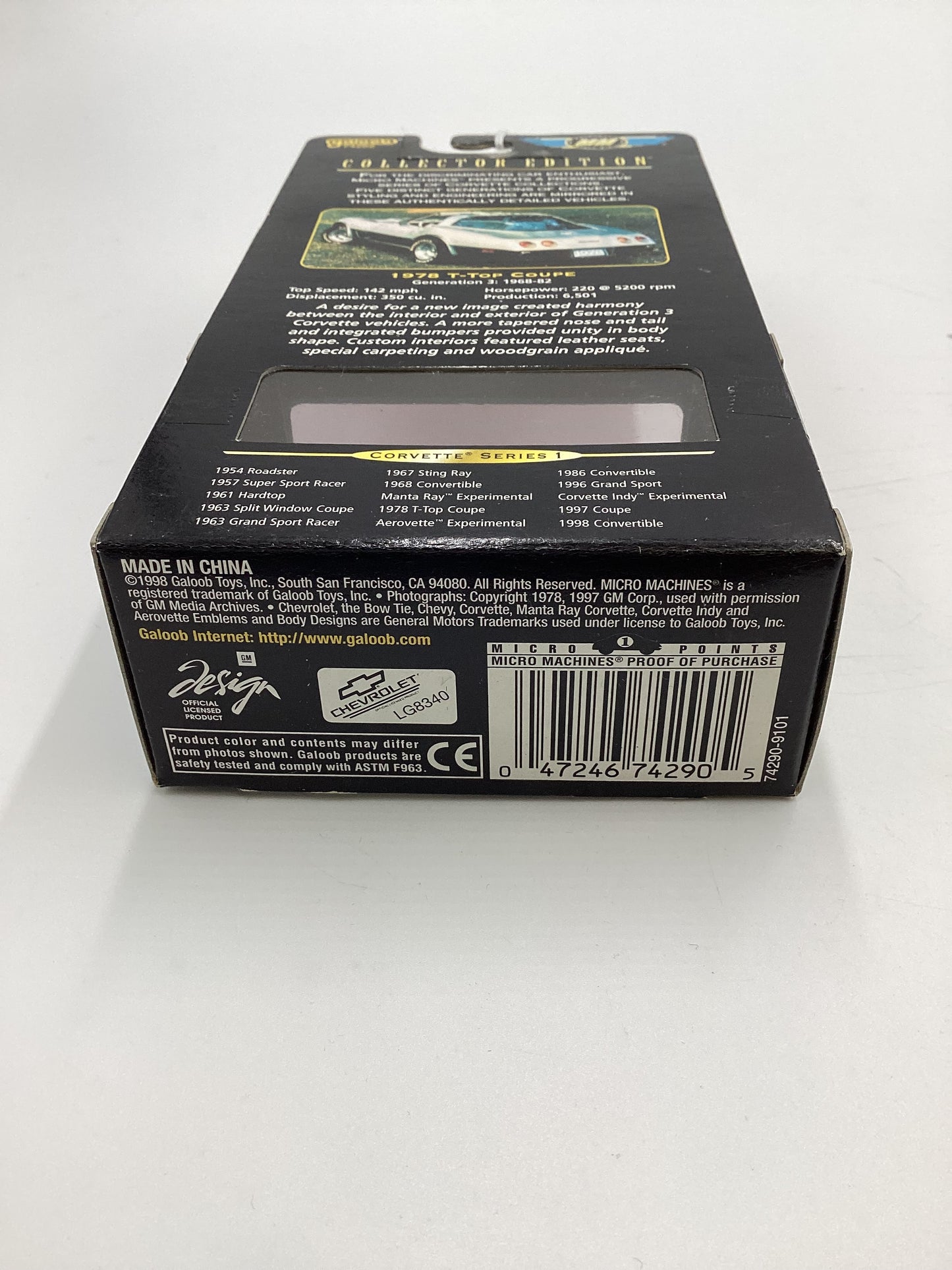 Micro Machines Collectors Edition Corvette Series 1 1978 T-Top Coupe Black 1/20000 SR