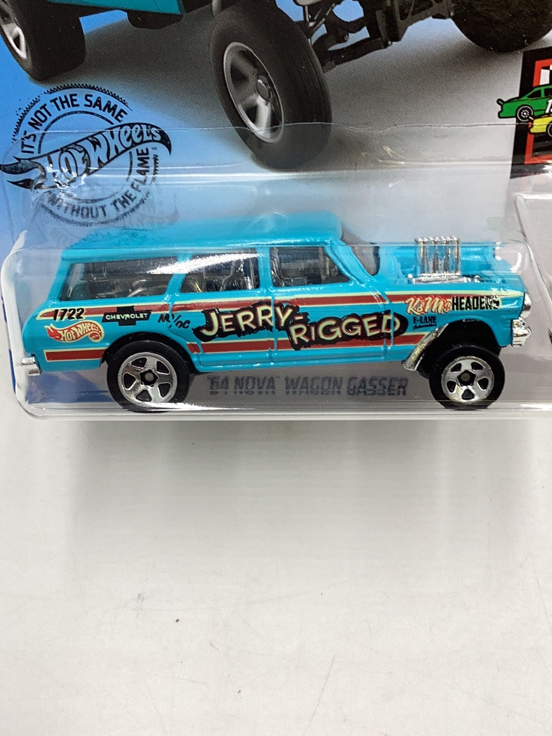 2019 Hot wheels #198 64 Nova Wagon Gasser blue 14H