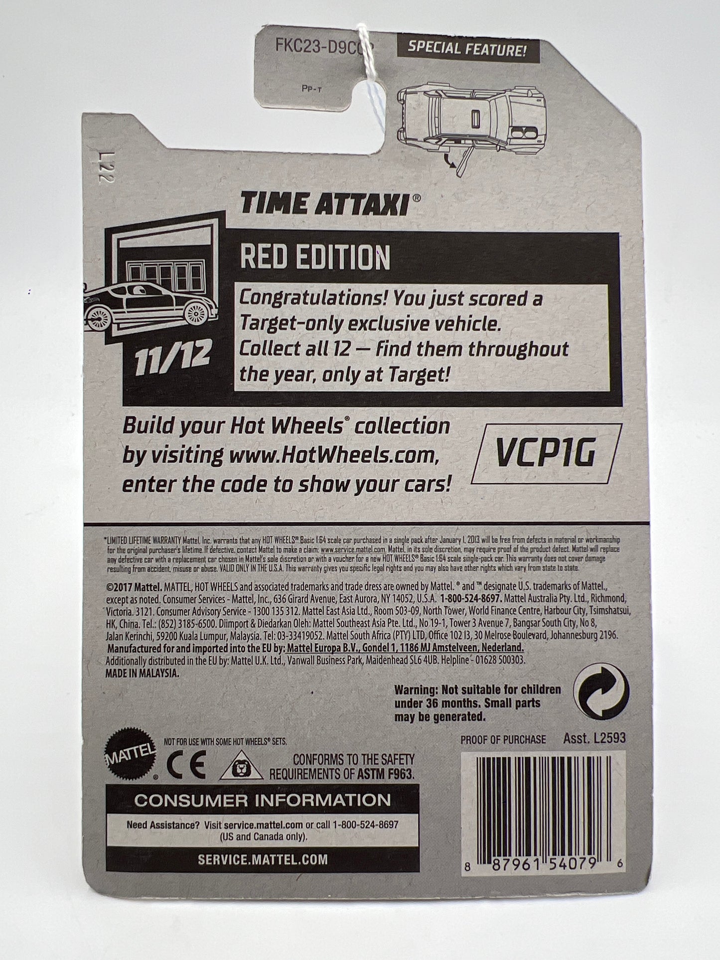 2018 Hot Wheels Target Exclusive Red Edition Time Attaxi Red 146G