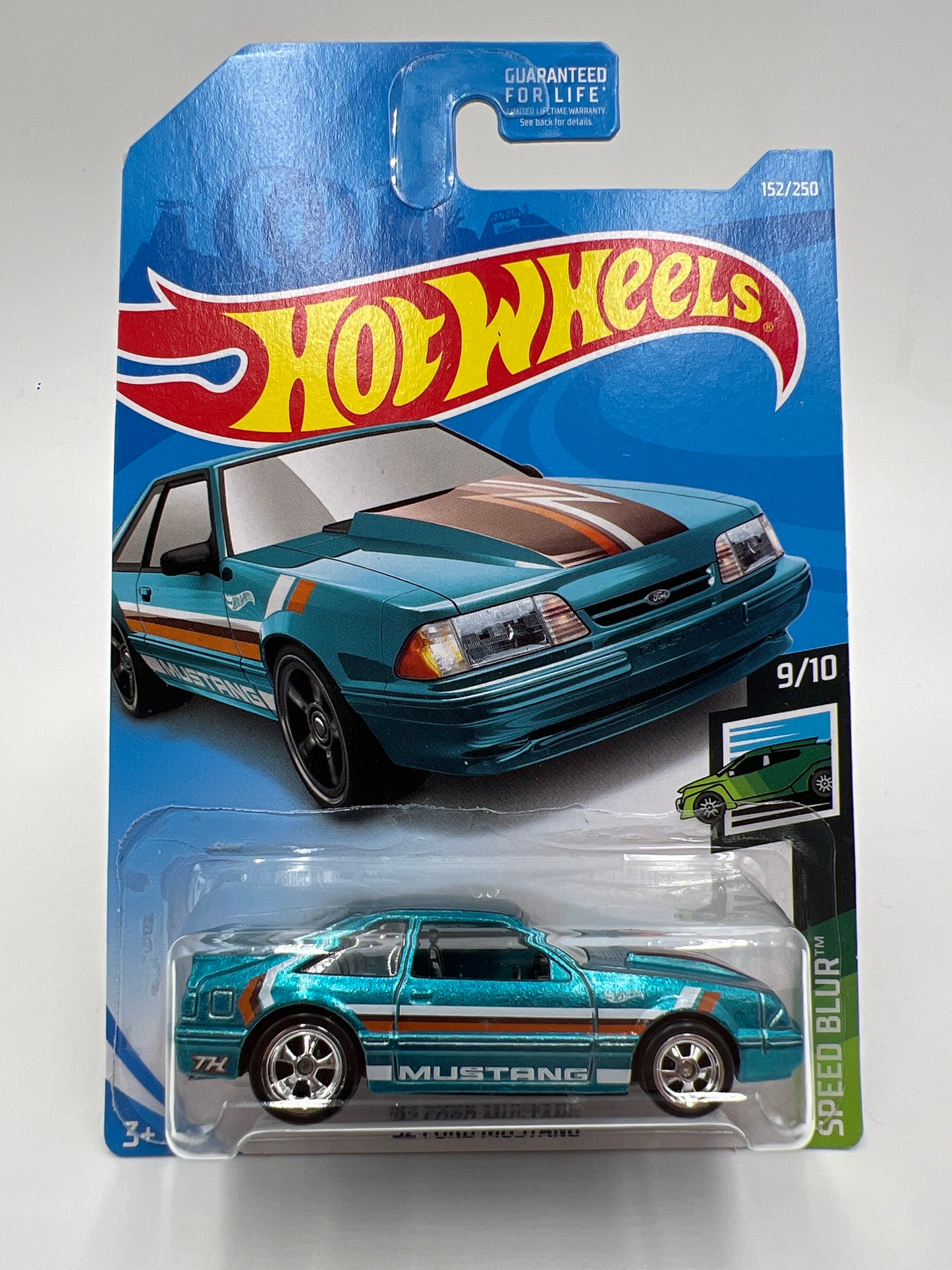 2019 Hot Wheels Super Treasure Hunt #152 92 Ford Mustang Blue W/Protector