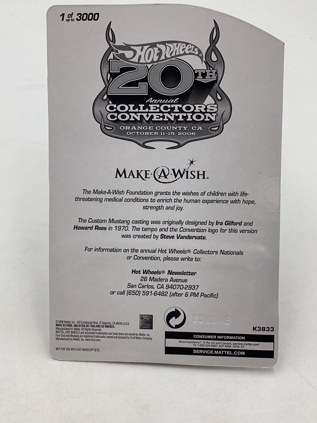 2006 Hot Wheels 20th Annual Convention Custom Mustang Make A Wish