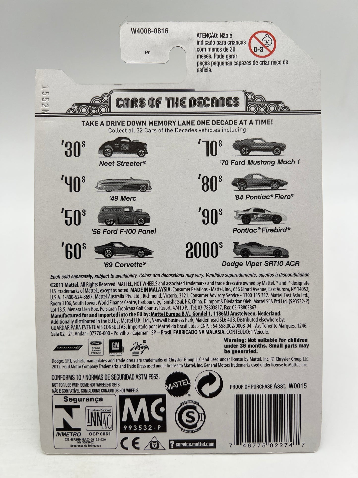 Hot Wheels Cars of the Decades The 00s #31 Dodge Viper SRT10 ACR Yellow W/Protector