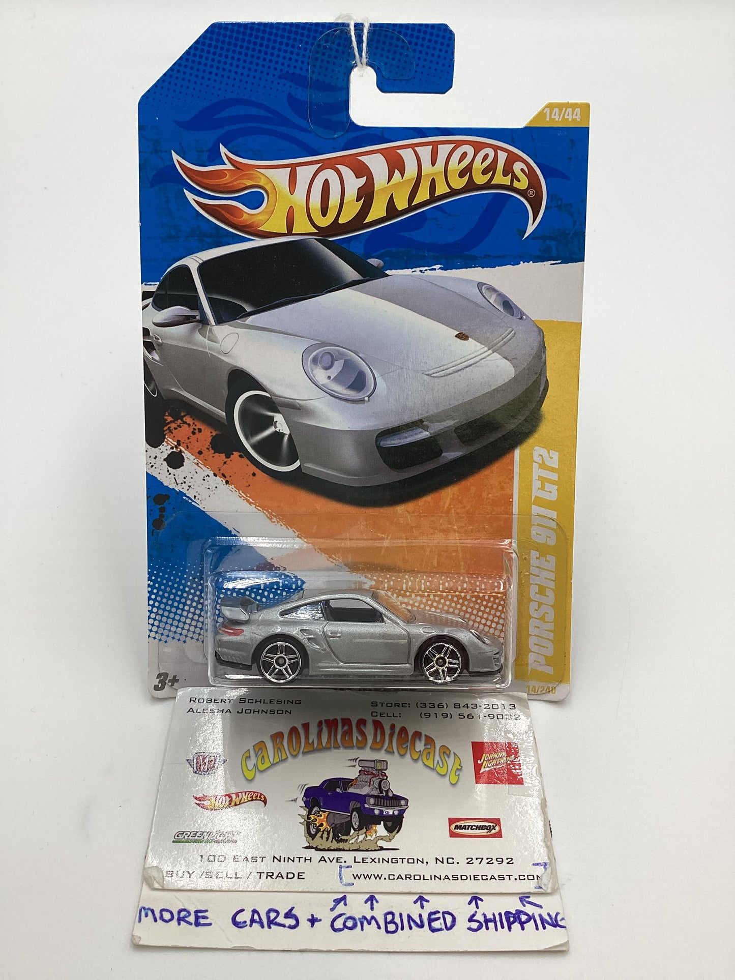 2010 Hot Wheels #014 Porsche 911 GT2 Silver (SR)