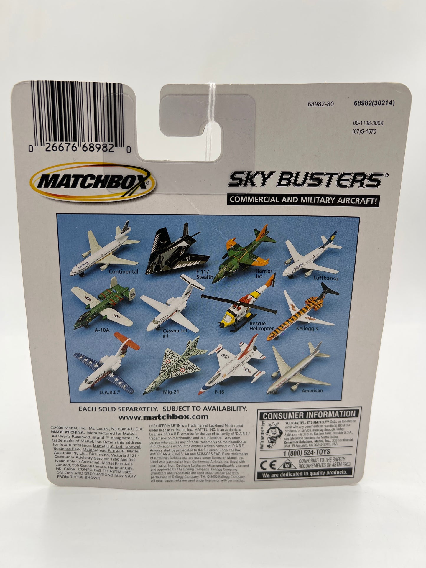 Matchbox Sky Busters Mig-21 Striped Yellow Blister WW7