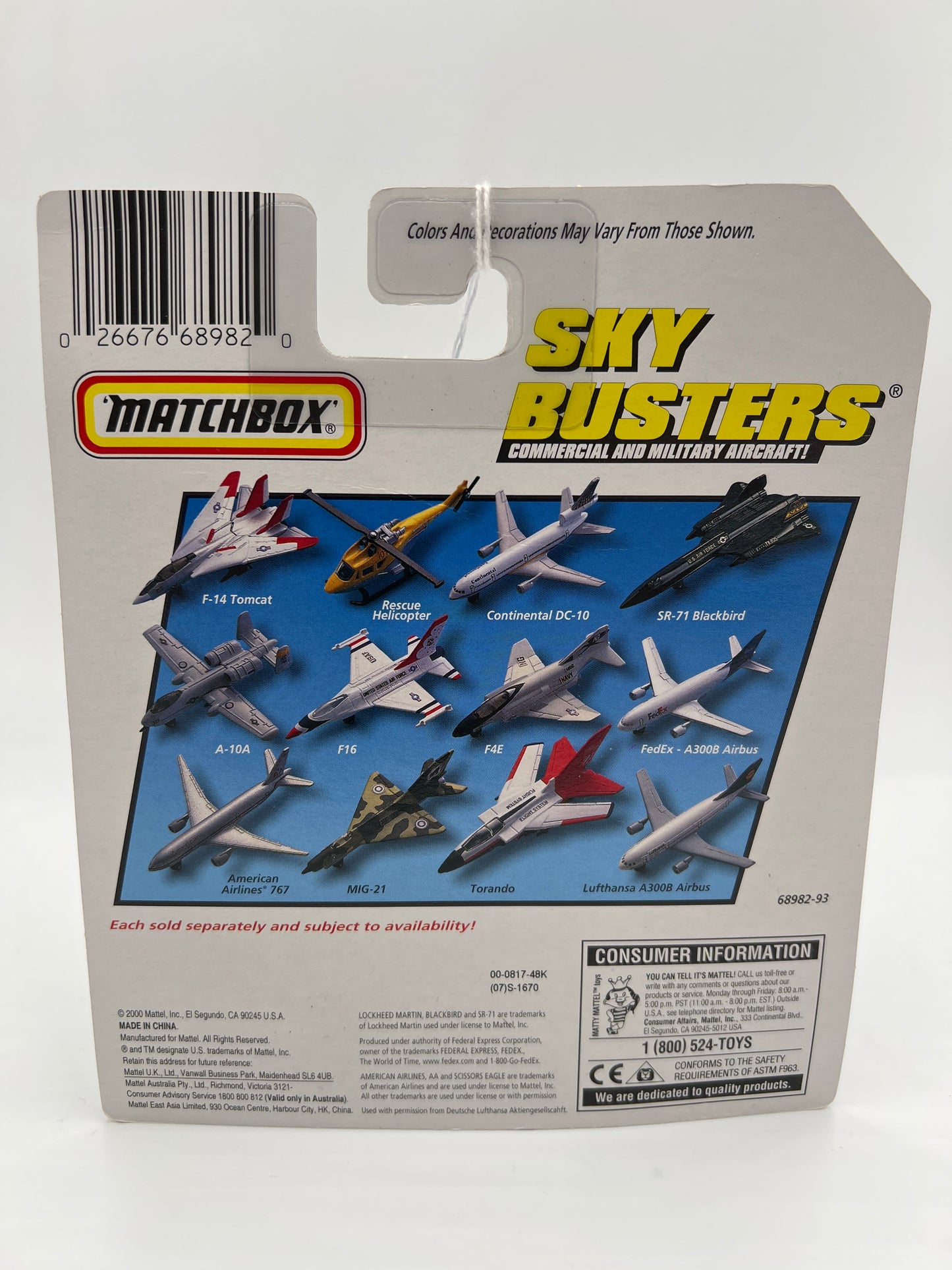 Matchbox Sky Busters Commercial American Airlines Boeing 767 Silver VV3