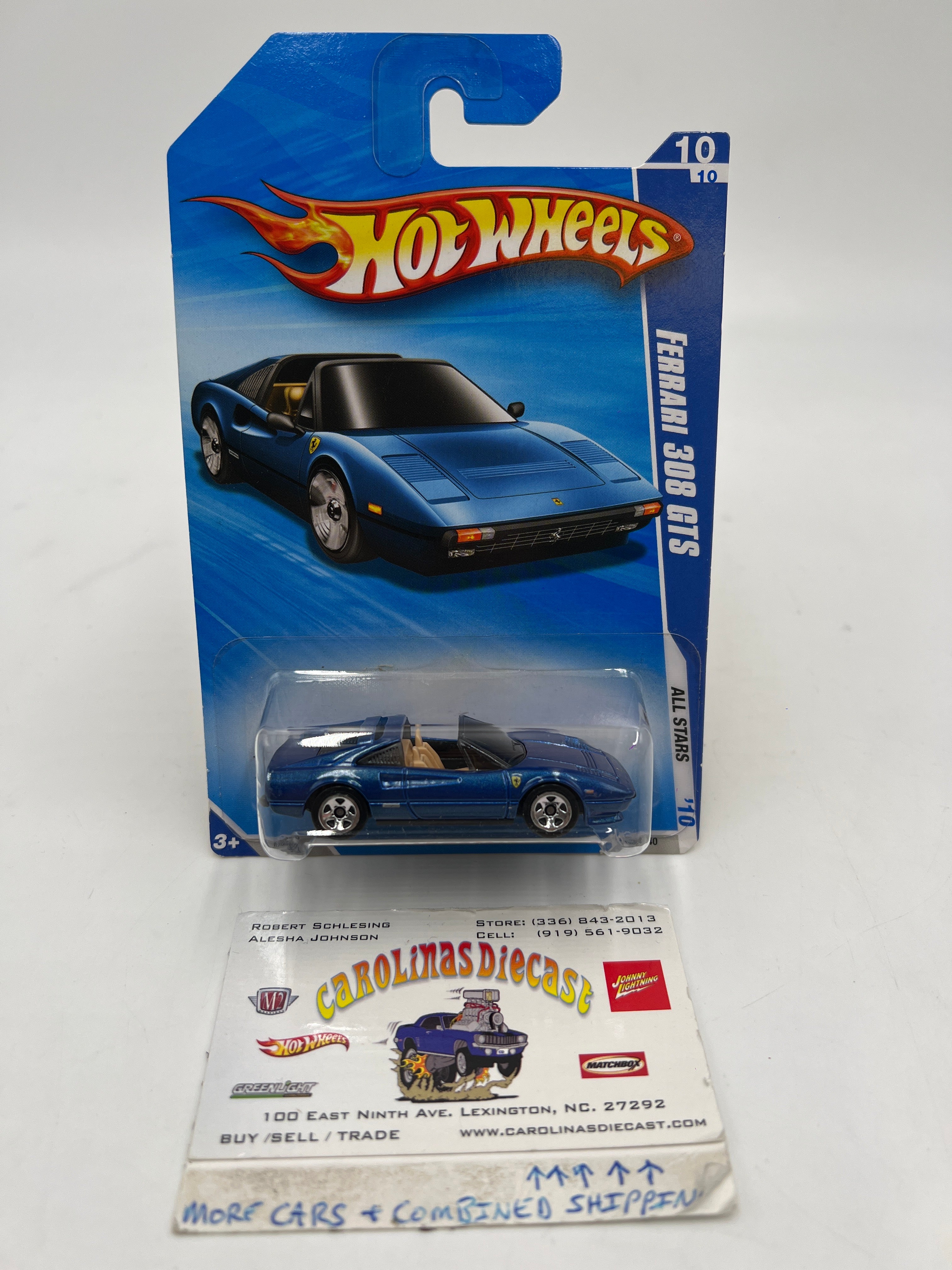 2010 Hot Wheels All Stars #128 Ferrari 308 GTS Blue W/Protector