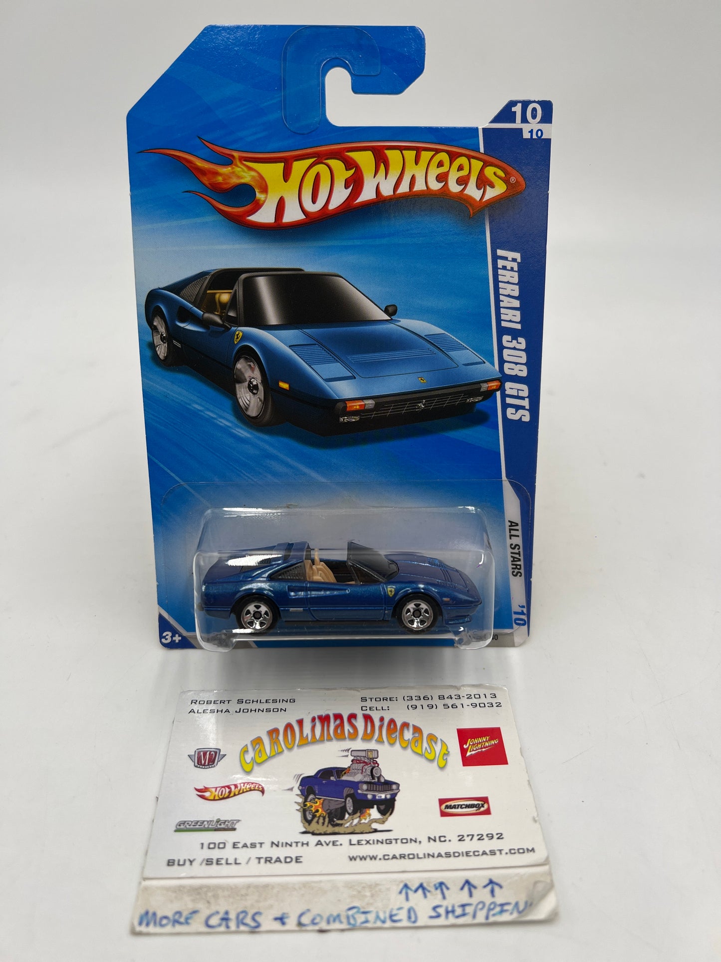 2010 Hot Wheels All Stars #128 Ferrari 308 GTS Blue W/Protector