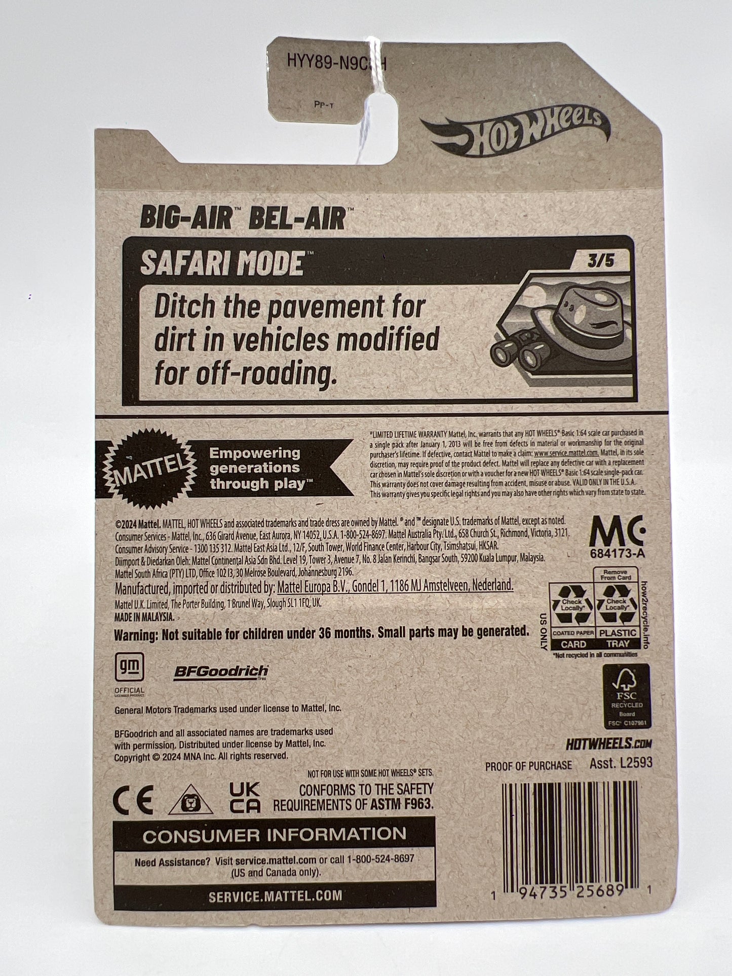 2025 Hot Wheels H Case Safari Mode #155 Big-Air Bel-Air Red 6F