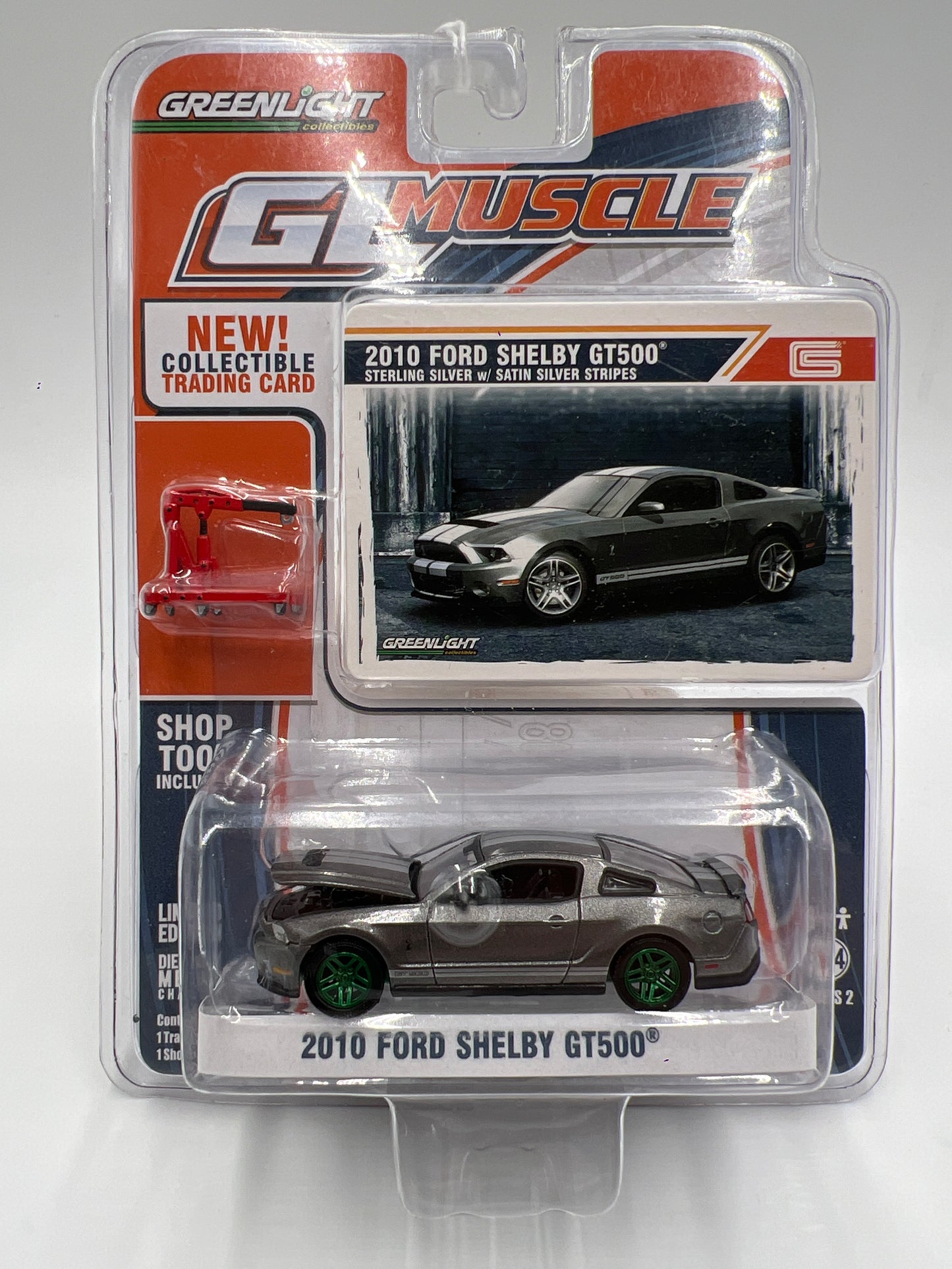 Greenlight VHTF GL Muscle Series 2 2010 Ford Shelby GT500 Silver W/Shop Tool