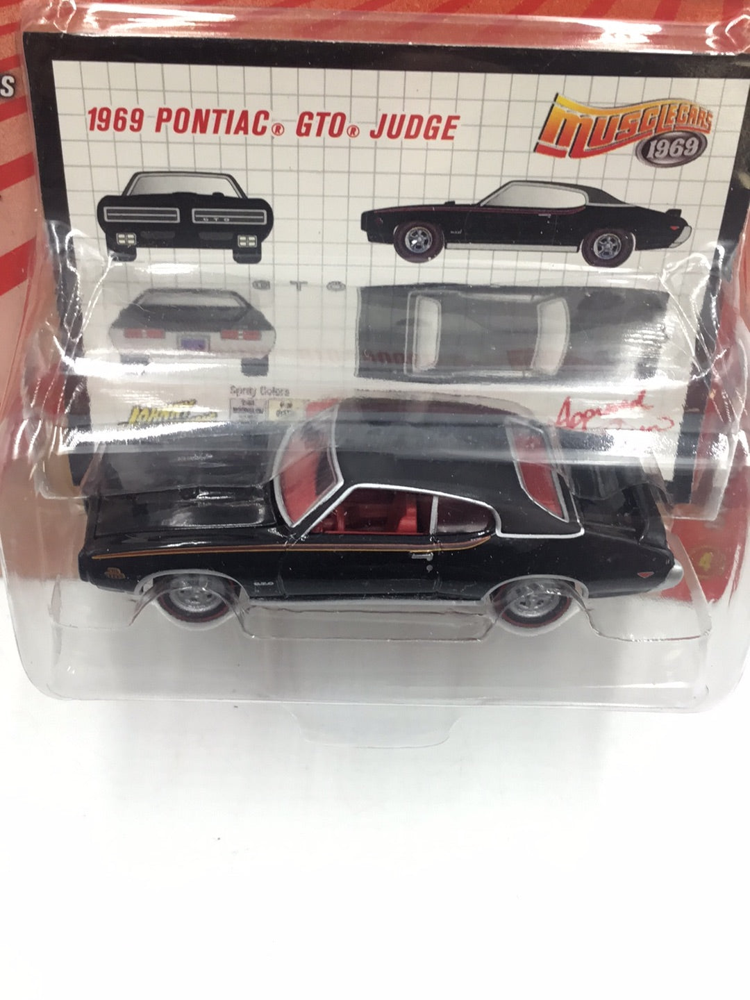Johnny lightning muscle cars 1969 Pontiac GTO Black redline tires 210E