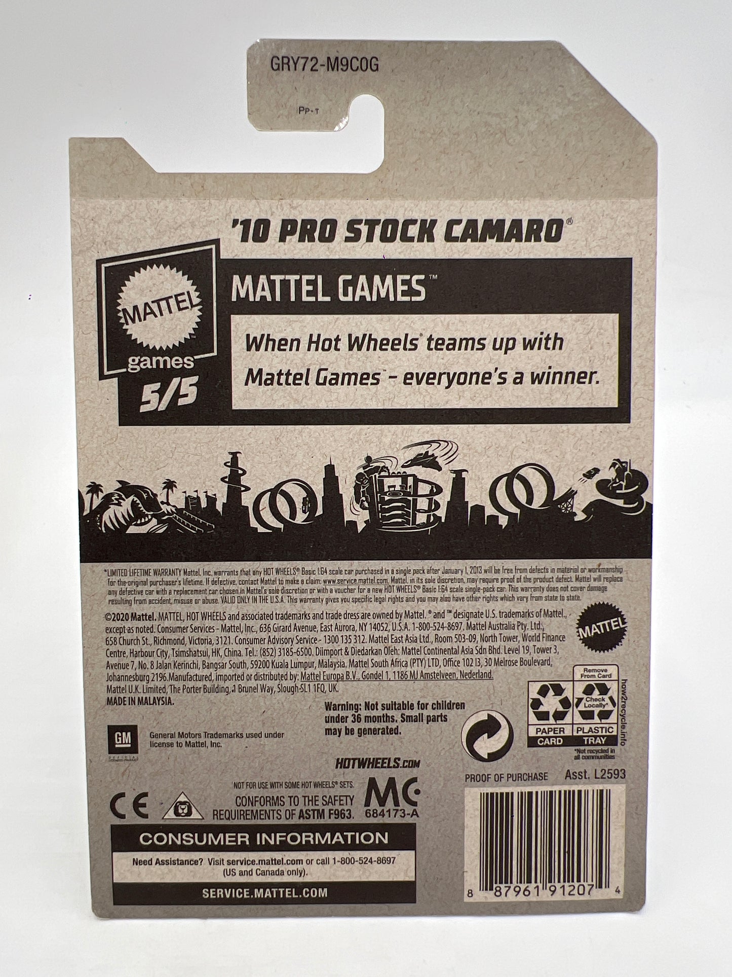 2019 Hot Wheels Kroger Exclusive #149 10 Pro Stock Camaro Green/Yellow Pictionary Sketch Card W/Protectors Cracked Blisters