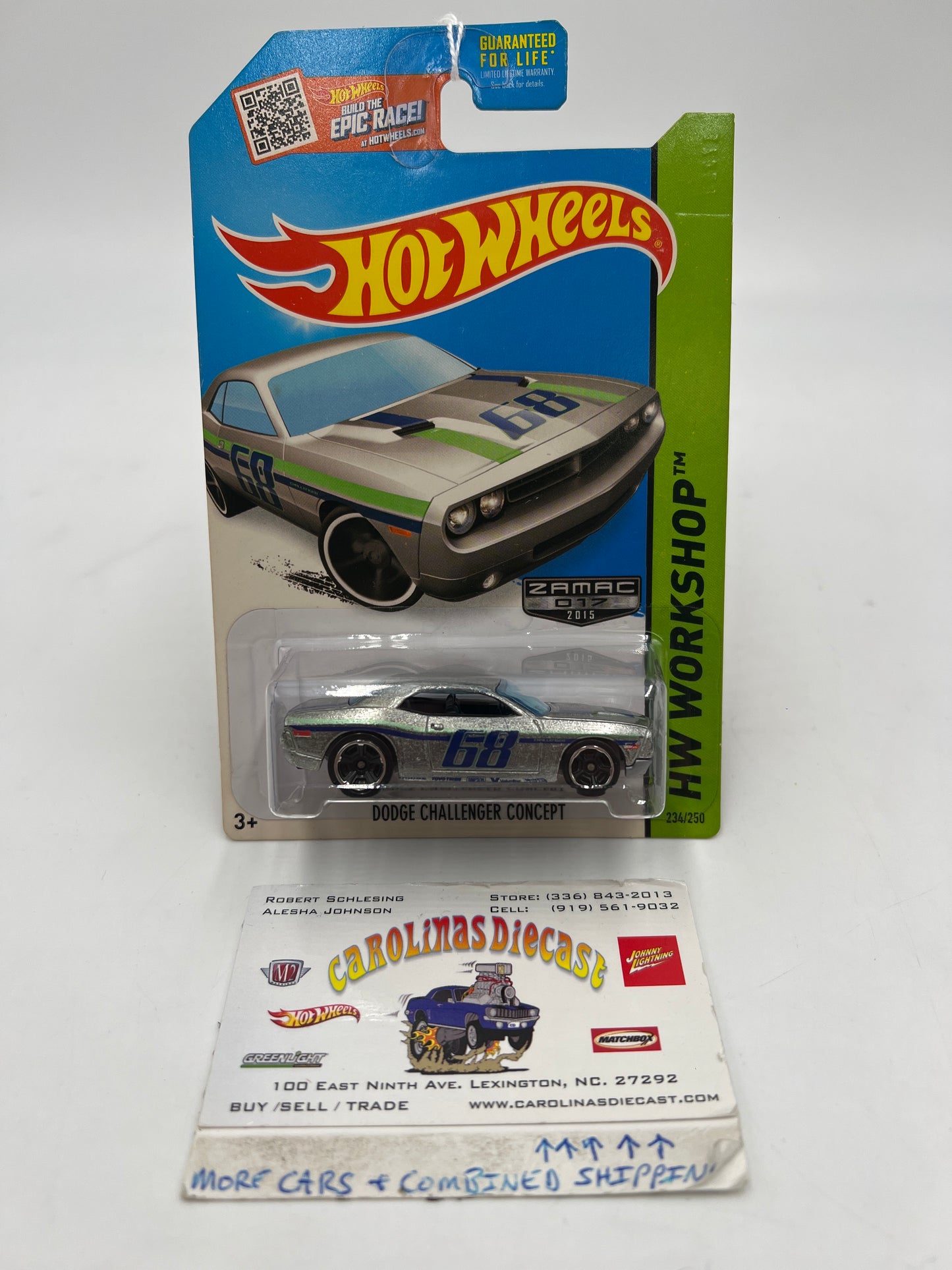 2015 HW Workshop Zamac 017 #234 Dodge Challenger Concept *Card Yellowing* 144G