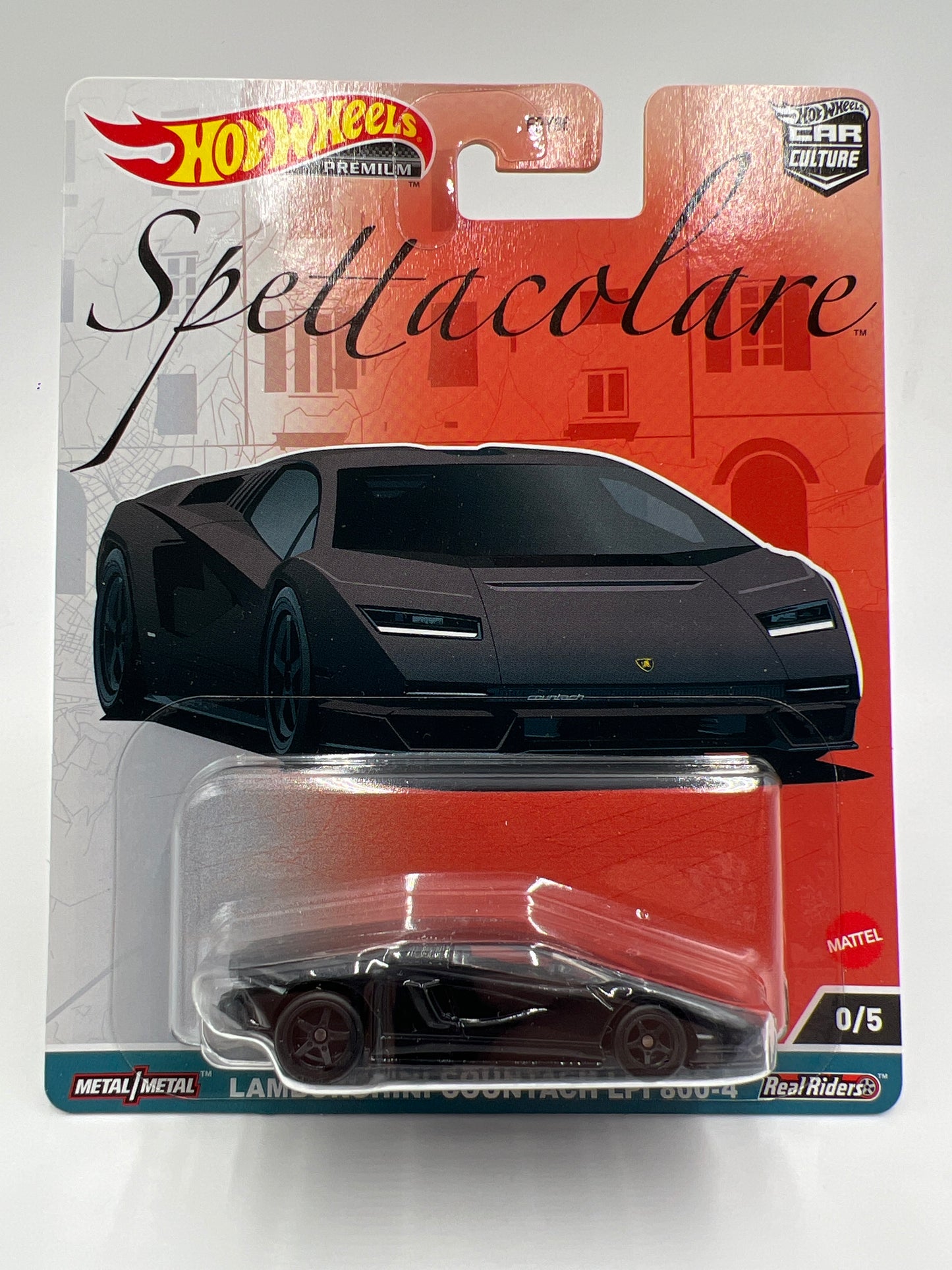 Hot Wheels Premium Car Culture Spettacolare CHASE #0 Lamborghini Countach LPI 800-4 Black W/Protector