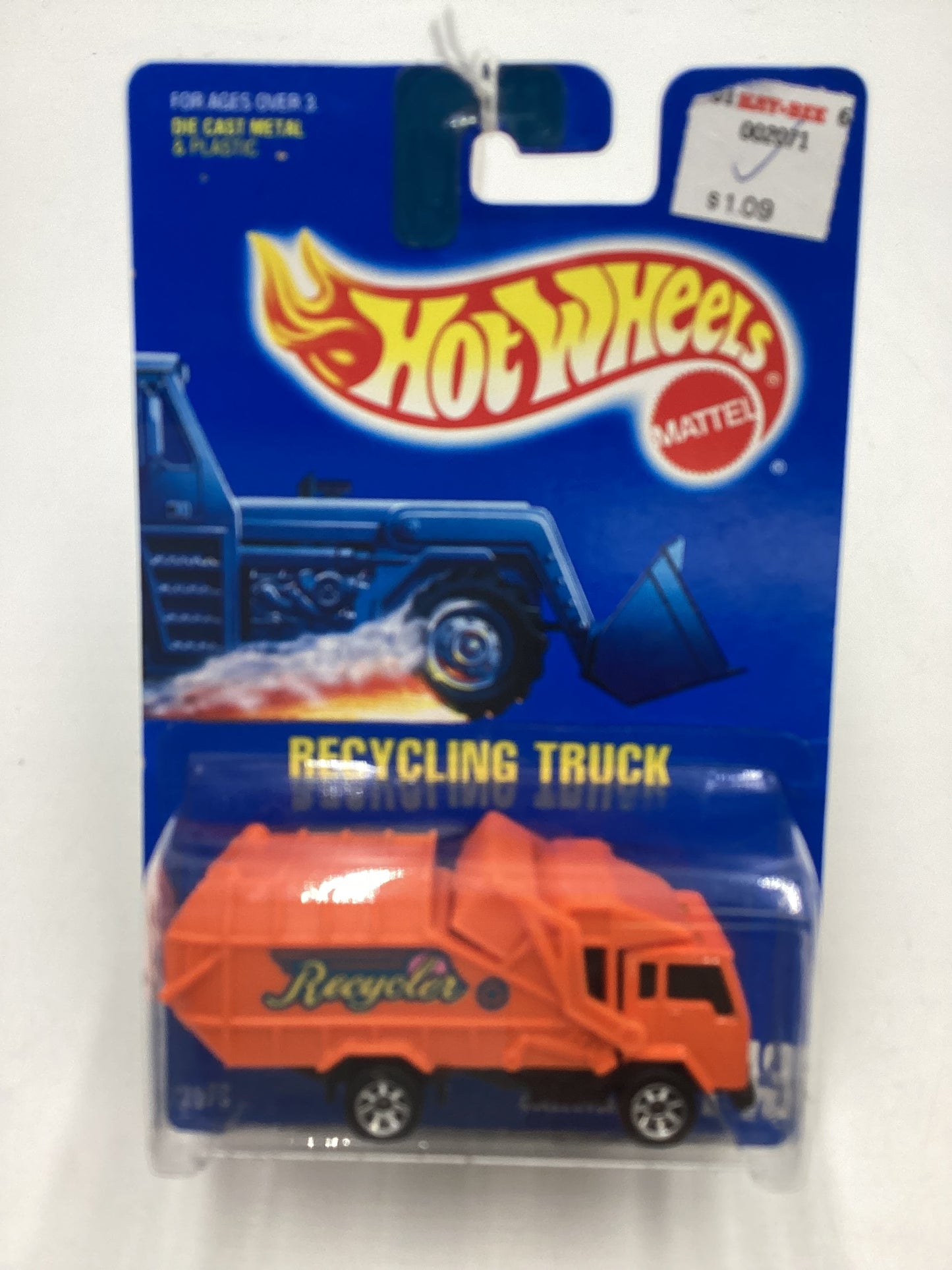 Hot Wheels Blue Card New Model Collector  No. 143 Recycling Truck Orange 7SP Wheels 239G