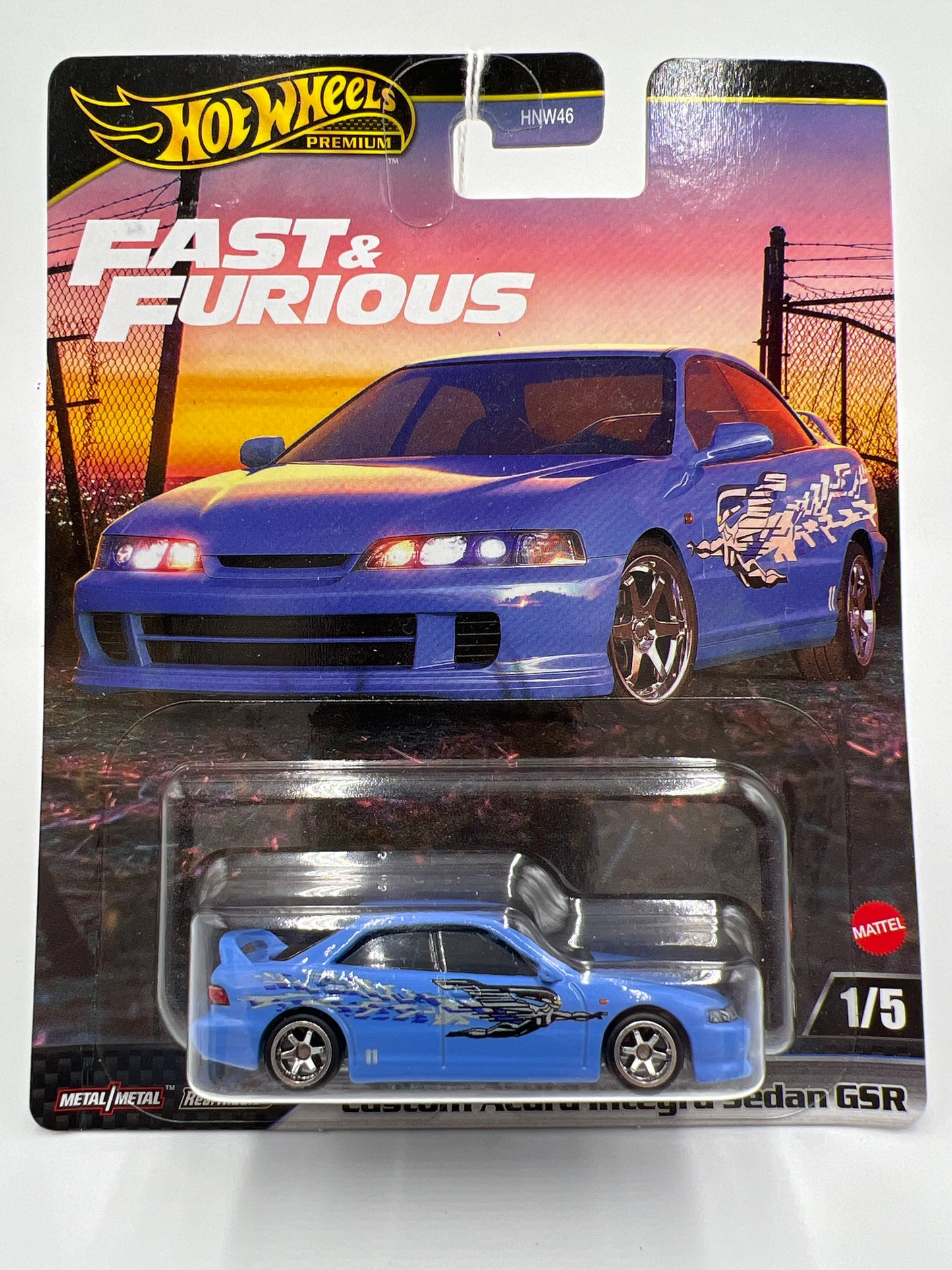 2024 Hot Wheels Gold Label Fast & Furious #1 Custom Acura Integra Sedan GSR Blue Vein on Card 246P