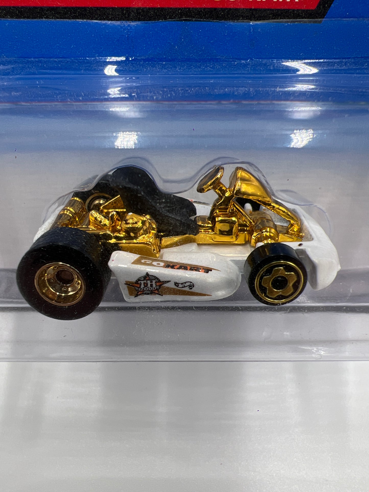 2000 Hot Wheels Treasure Hunt Real Riders Series #53 Go Kart White/Gold W/Protector
