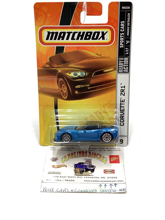 Matchbox 2008 #9 2008 Chevy Corvette ZR1 Blue 16D