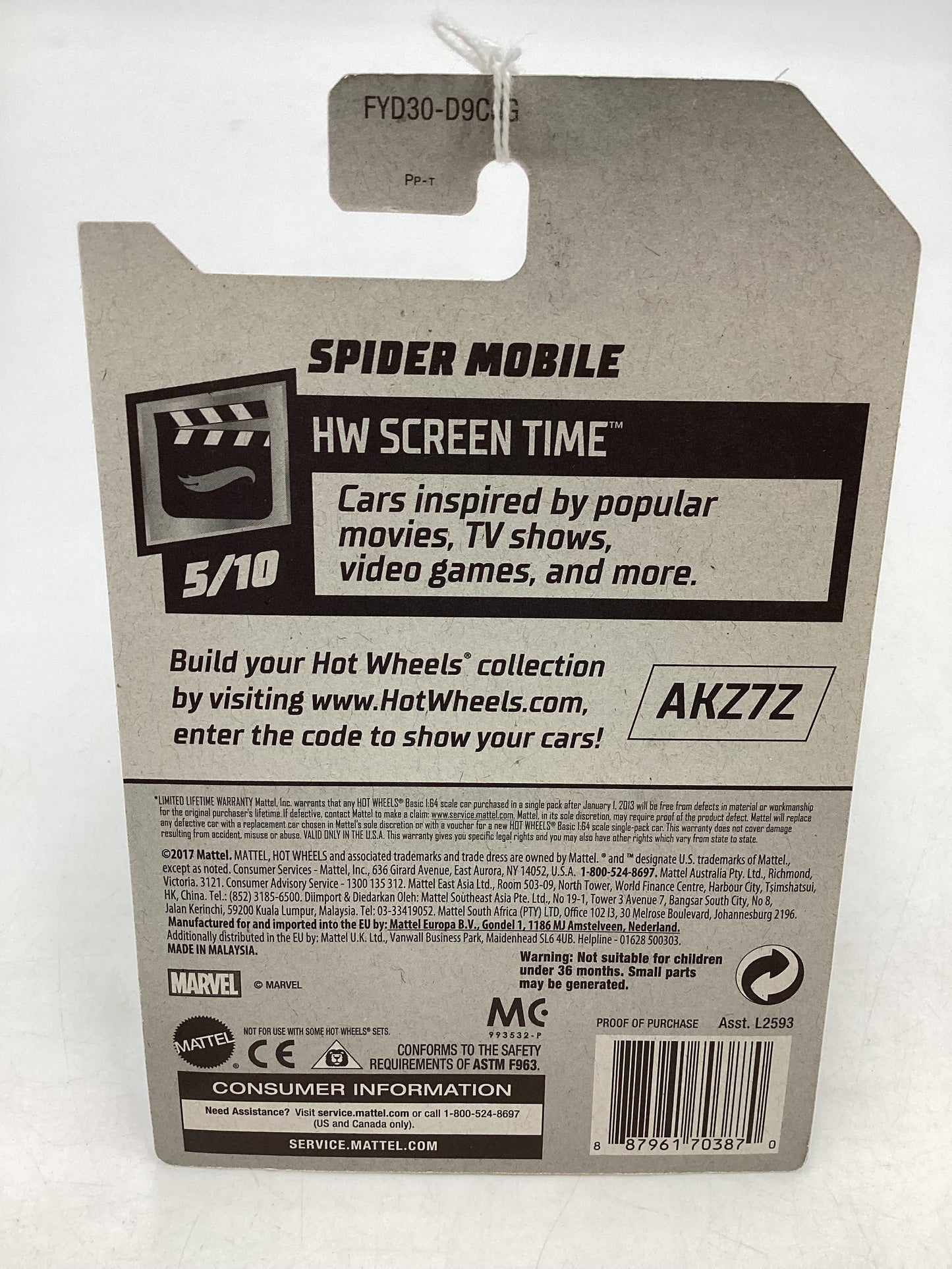 2017 Hot wheels #146 Spider Mobile Spider-Man 114A