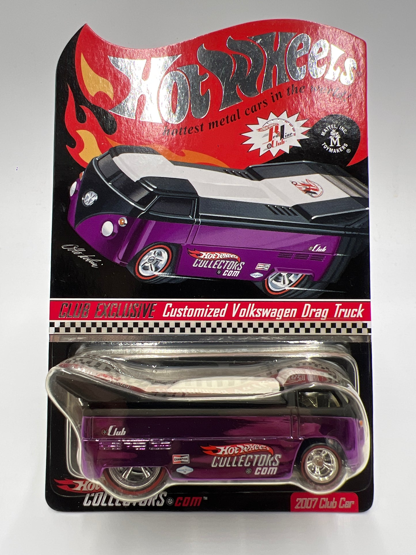 2007 Hot Wheels RLC Club Car Customized Volkswagen Drag Truck Purple 6118/7000 W/Protector & Pin