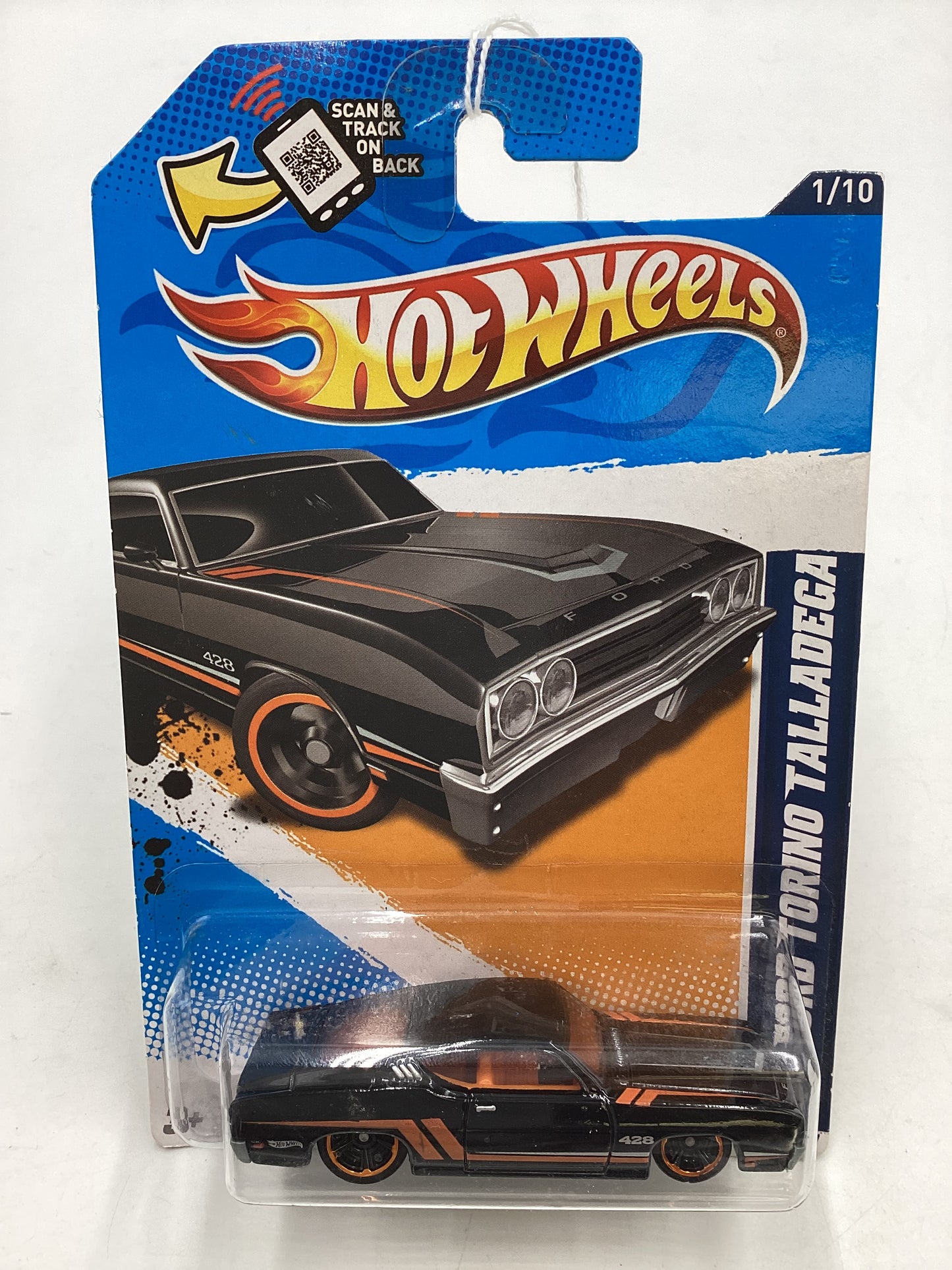 2012 Hot Wheels Muscle Mania Ford #111 69 Ford Torino Talledega Black 34A