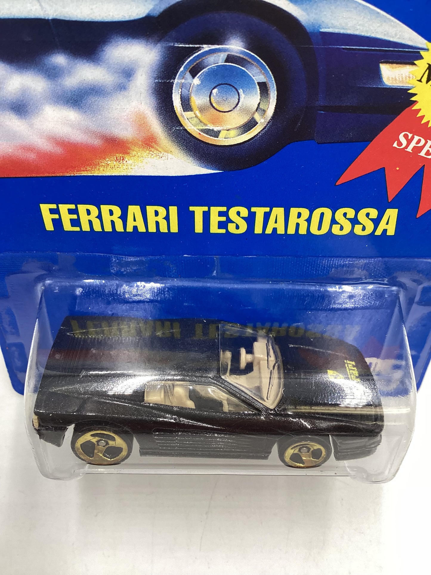 1991 Hot wheels #35 Gold Medal Speed Black Ferrari Testarossa 3 spoke