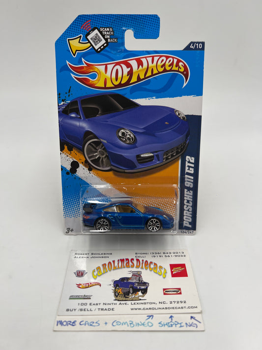 2012 Hot Wheels All Stars #124 Porsche 911 GT2 Blue W/Protector
