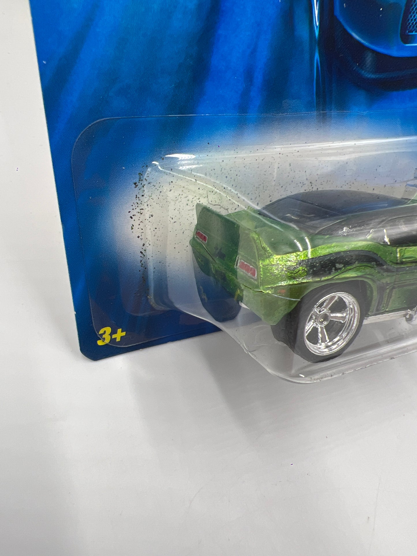 2007 Hot Wheels Super Treasure Hunt #123 69 Camaro Z28 Tooned Green W/ Protector *Cracked Blister & Flaking*