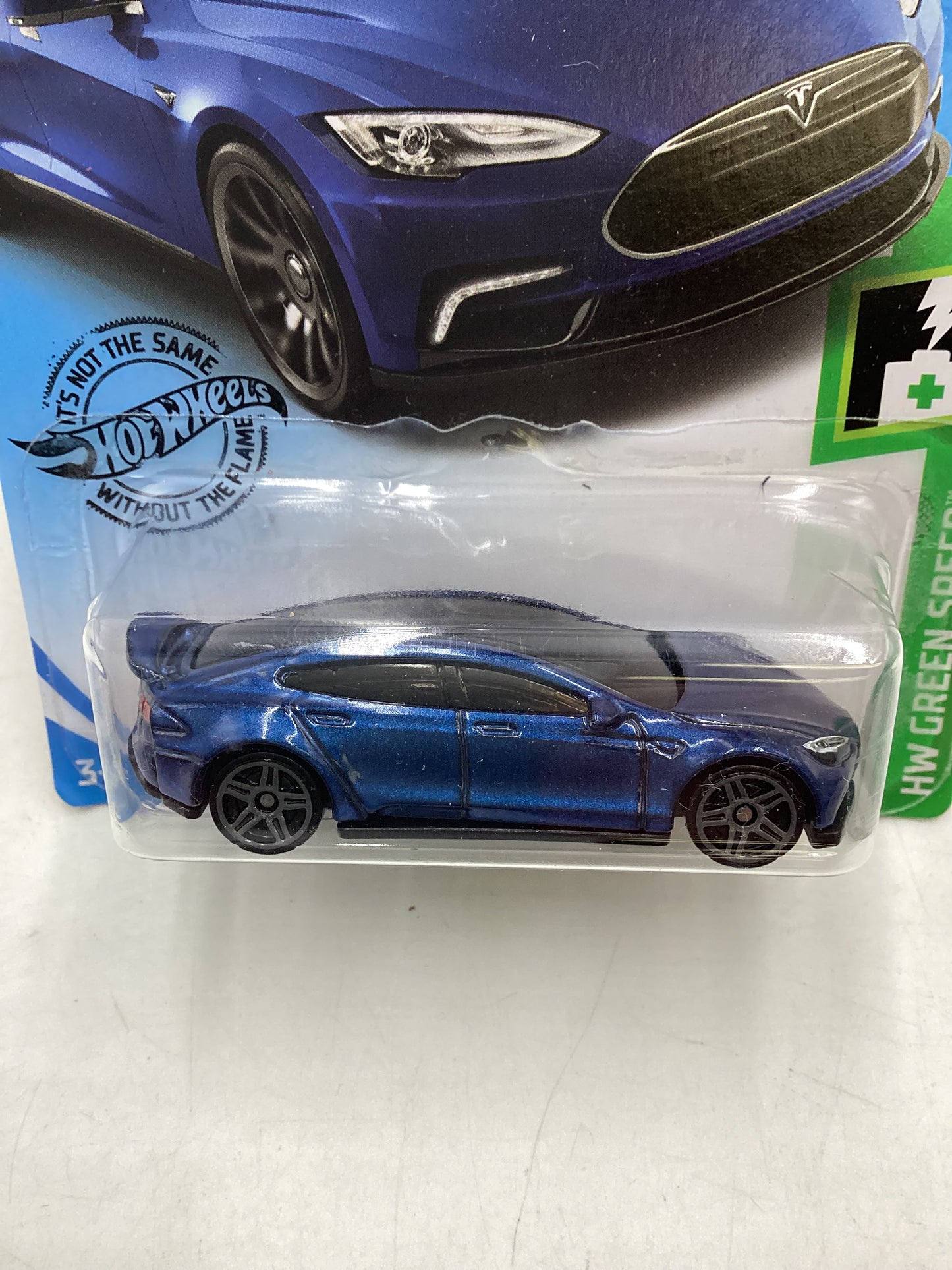 2019 Hot Wheels #226 Blue Tesla Model S 102C