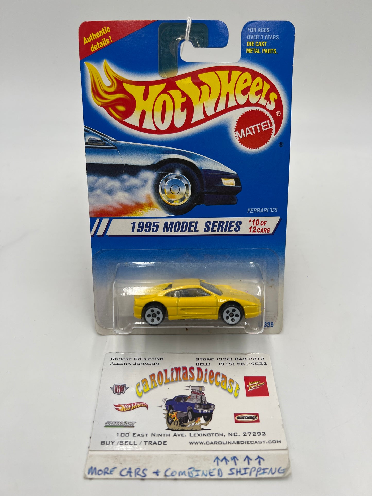 1995 Hot Wheels Model Series #350 Ferrari 355 Yellow 5 Dot White Wheels