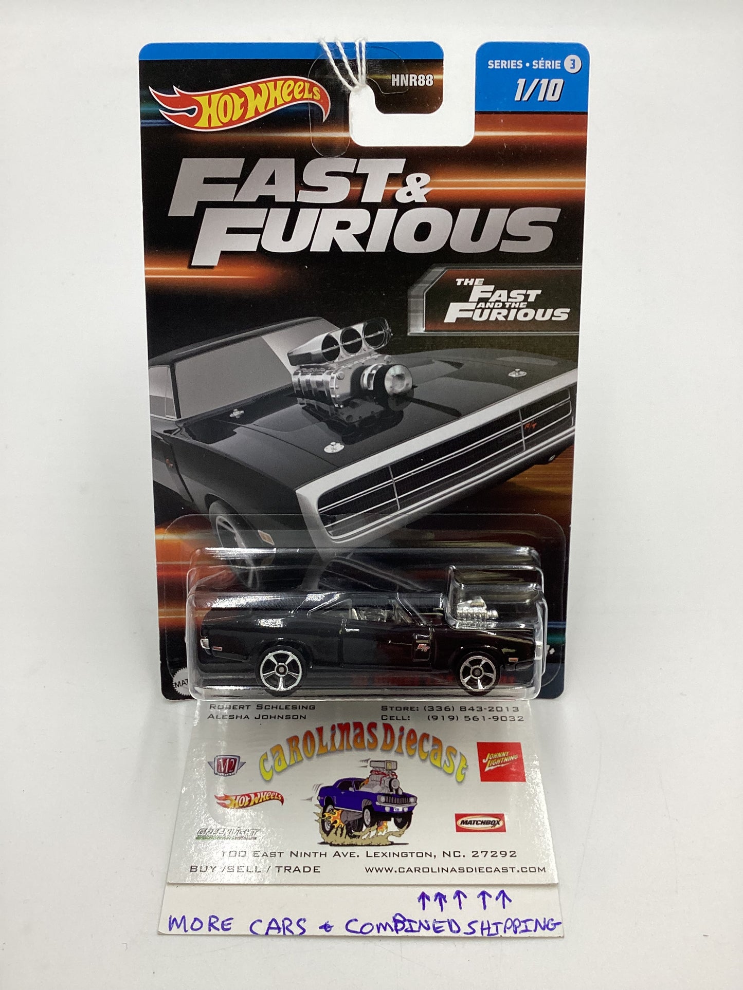 2023 Hot Wheels Fast and Furious Series 3  #1  70 Dodge Charger R/T Black Cracked Blister 74B