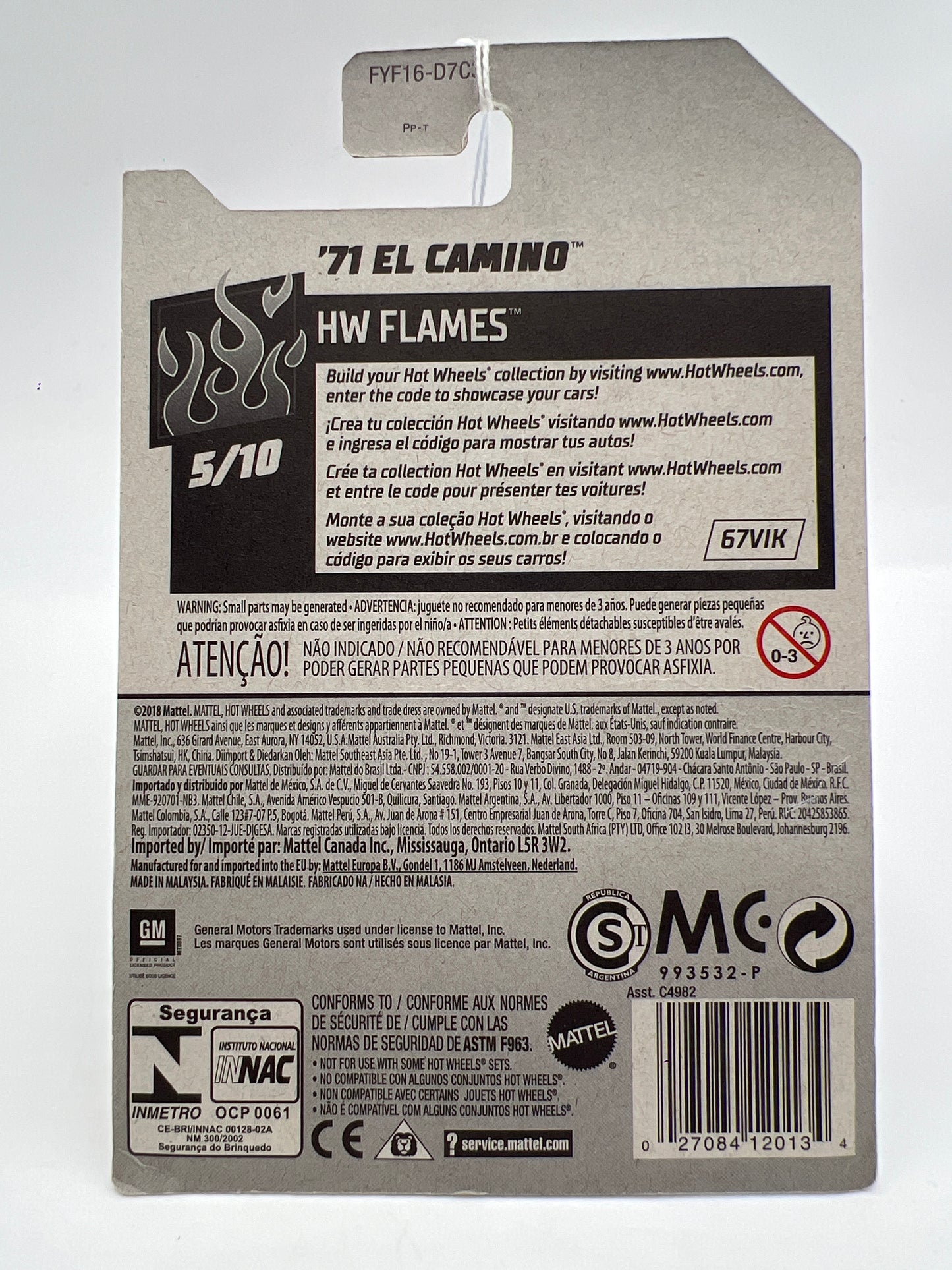 2019 Hot Wheels Flames #8 71 El Camino 11i