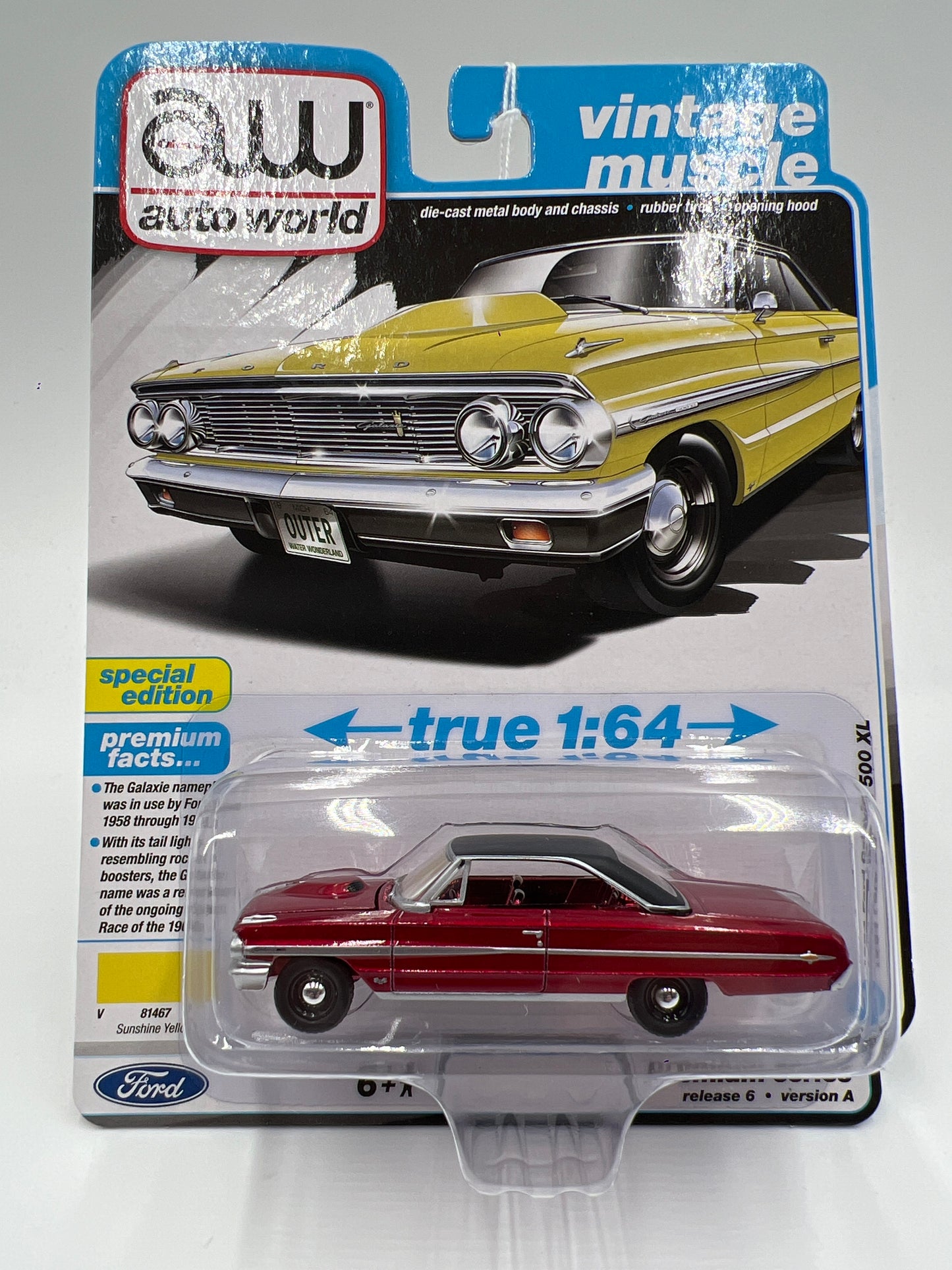 Auto World Ultra Red Chase Vintage Muscle Release 6 Version A 1964 Ford Galaxie 500 XL Red