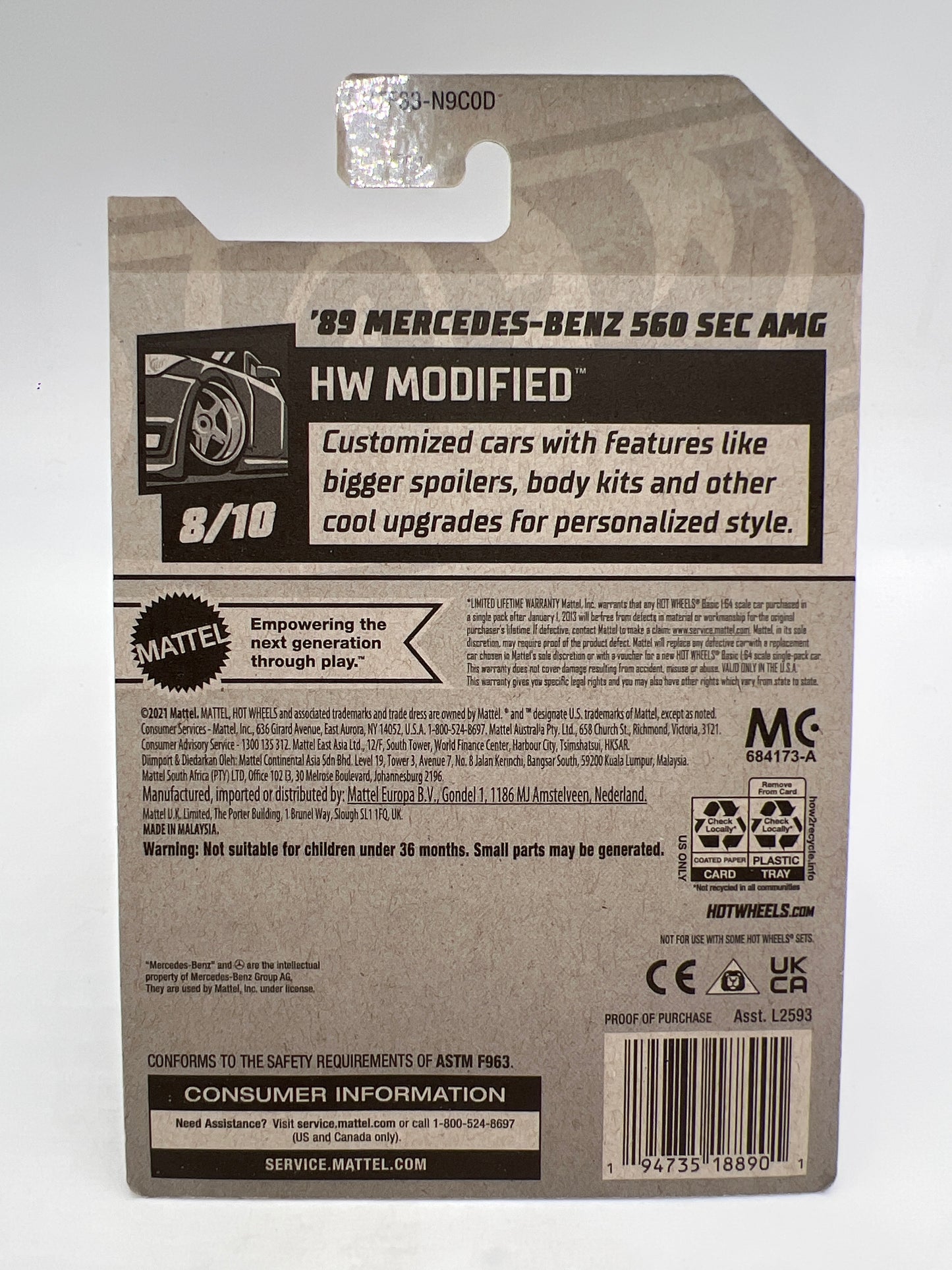 2024 Hot Wheels Super Treasure Hunt #82 89 Mercedes-Benz 560 SEC AMG Red W/Protector