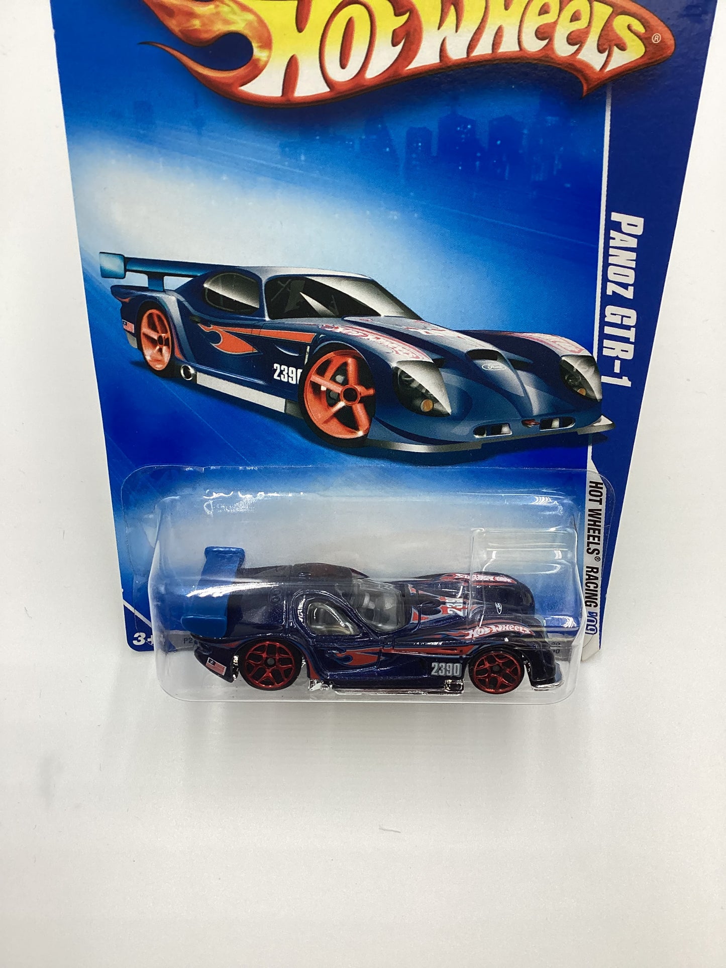 2009 Hot Wheels #070 Panoz GTR-1 Blue Y5 Red Wheels 59B