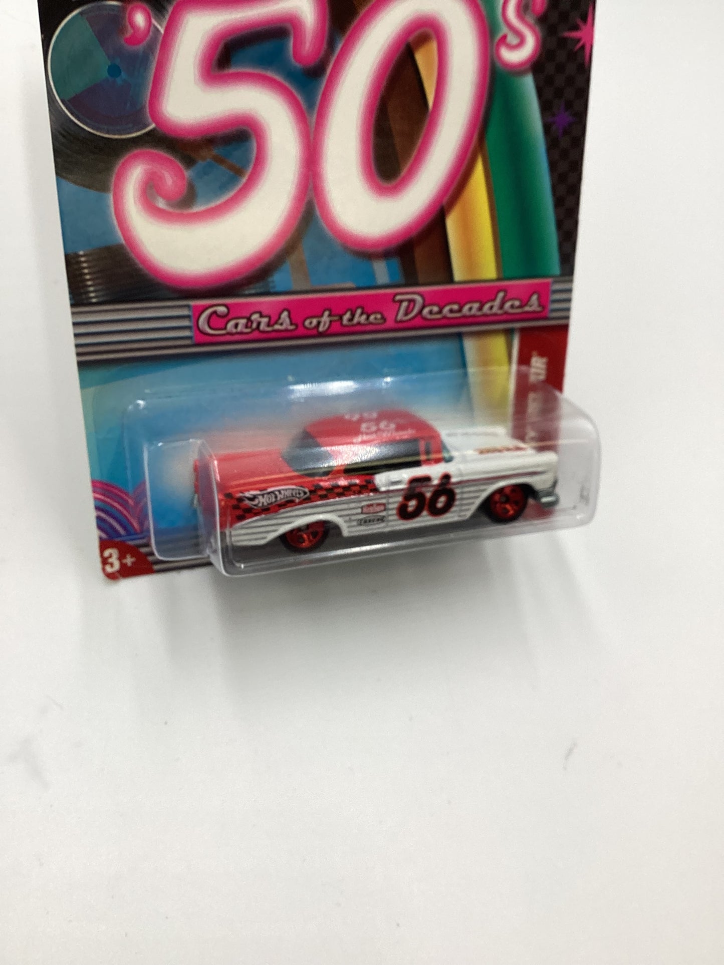 2011 Hot Wheels Cars of the Decades The 50s #9 56 Chevy Bel Air White/Red 157F