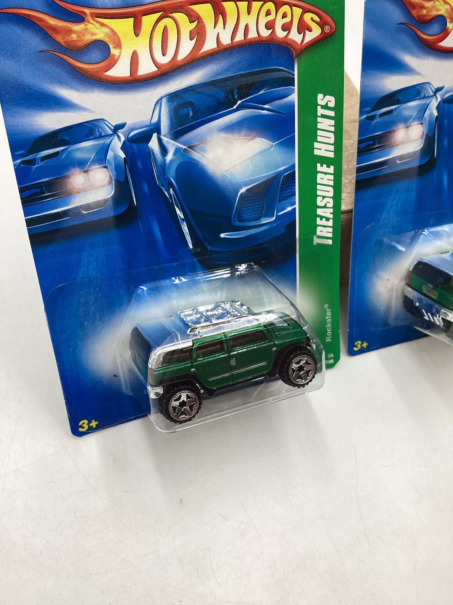 2008 Hot Wheels Super Treasure Hunt + Treasure Hunt Rockster Green #163 with protector