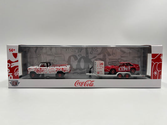 2025 M2 Machines Auto Haulers Coca Cola CHASE 1969 Ford F-100 Ranger 4x4 & 1990 Ford Mustang GT TW39